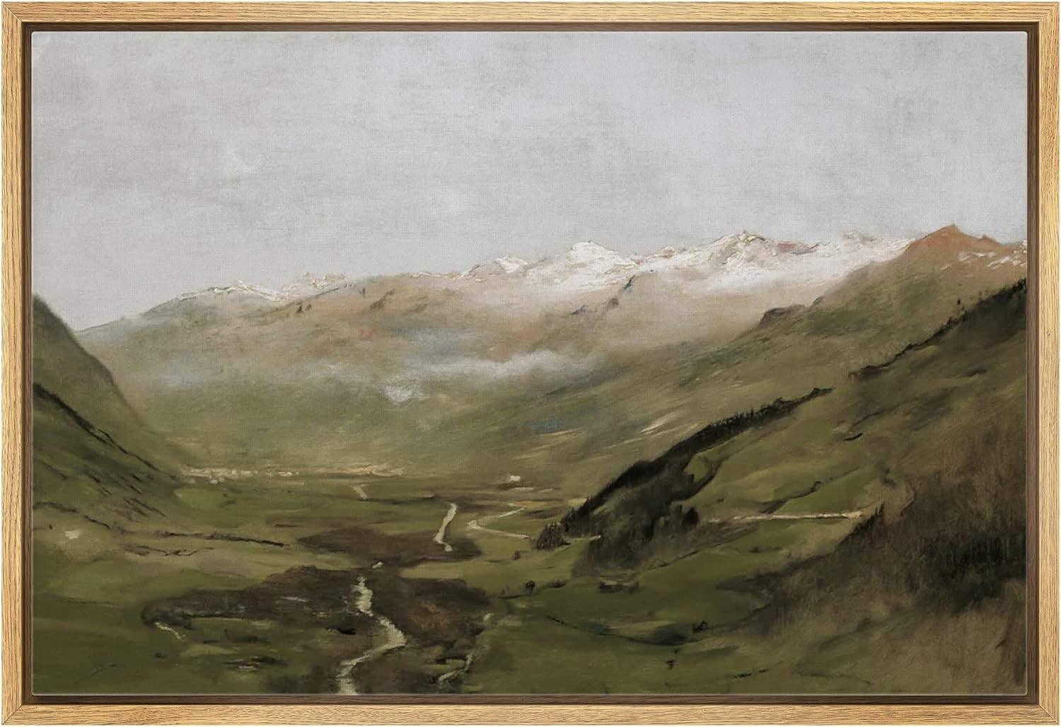 wall26 Framed Canvas Print Wall Art Vintage Autumn Mountain Range Valley Nature Wilderness Illust... | Amazon (US)