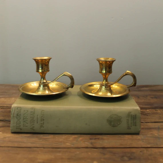 Set of Vintage Brass Candlesticks Holder/ Chambersticks | Etsy (CAD)