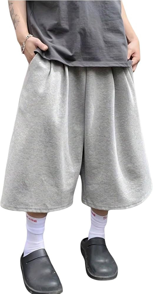 OYOANGLE Men's Baggy Oversized Sweat Shorts Drawstring Waist Track Shorts with Pockets | Amazon (US)