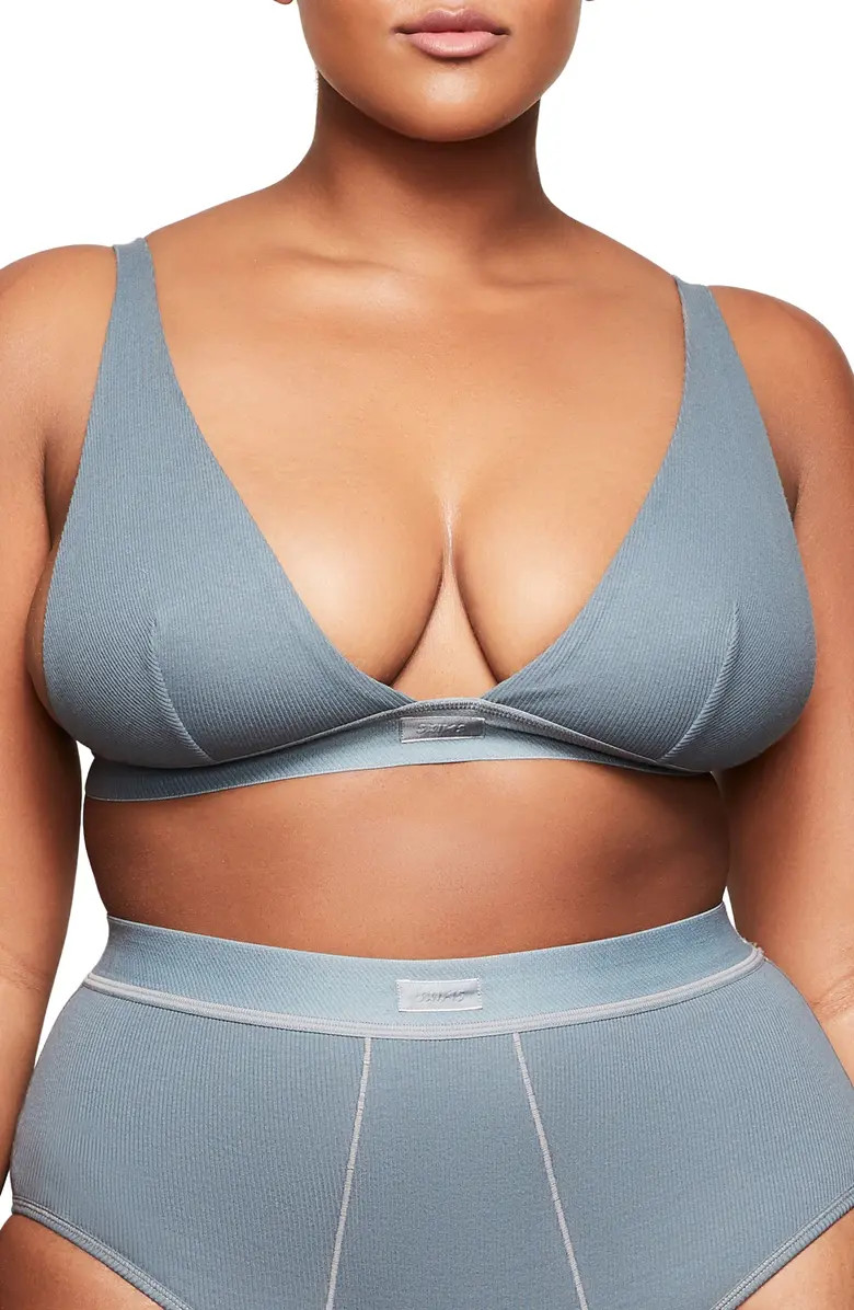 SKIMS Stretch Cotton Rib Plunge Bralette | Nordstrom | Nordstrom
