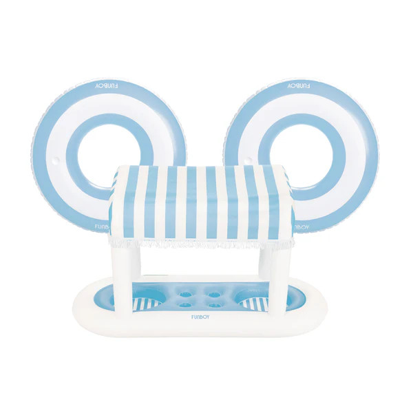 Floating Cabana Bar Bundle + 2-Pack Blue Stripe Tubes | FUNBOY