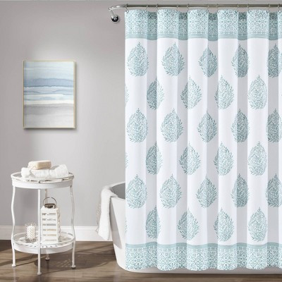 Teardrop Leaf Shower Curtain Blue - Lush Décor | Target