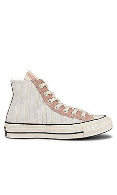 Converse Chuck 70 Striped Terry Cloth Sneaker in Egret, Pink Clay, & Black from Revolve.com | Revolve Clothing (Global)