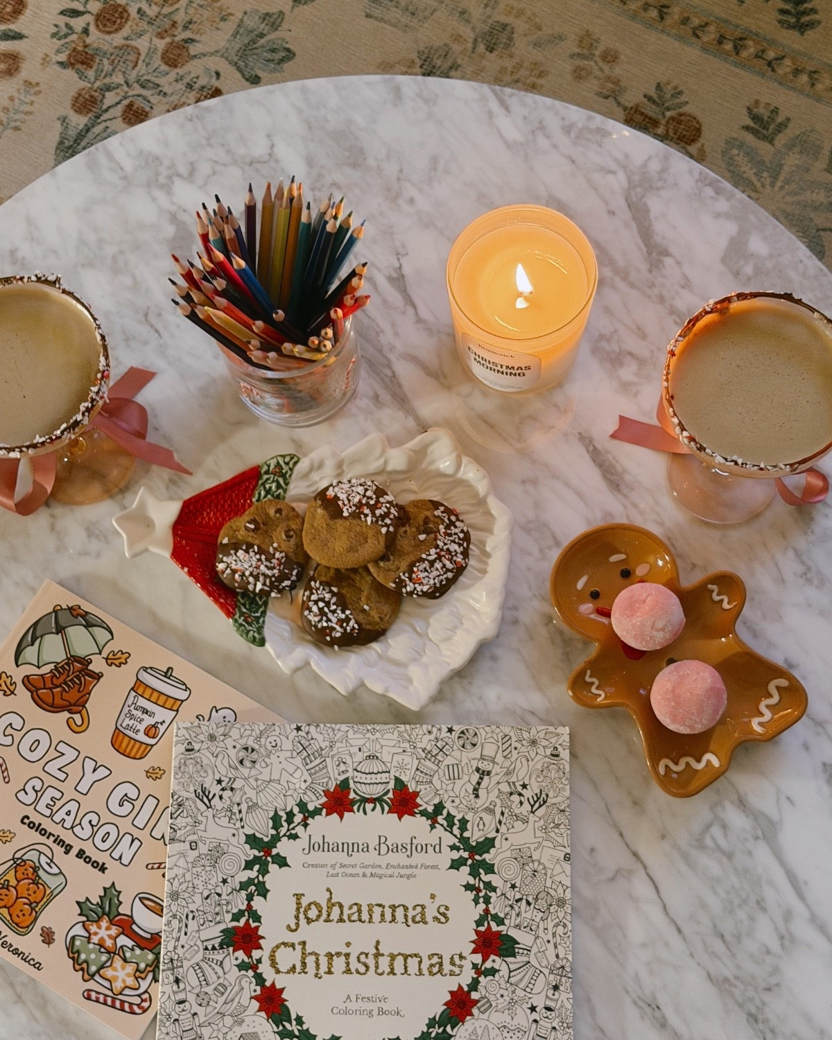 Festive girls’ night in 🎄🎨 Peppermint espresso martinis and a little cozy creative fun with coloring books! I love adding as many festive touches as possible like these cute holiday-themed plates!

#LTKHome #LTKHoliday #LTKSeasonal