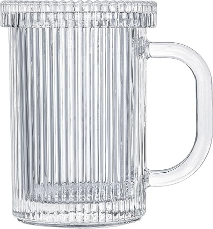 Lysenn Clear Glass Coffee Mug - Classic Vertical Stripes Tea Mug - Elegant Coffee Cup with Glass ... | Amazon (US)