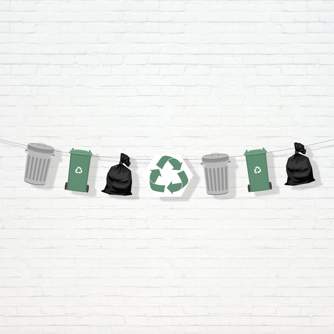 Garbage Truck Garland Printable Trash Bash Garbage Bin First 1st Birthday Bunting Banner Recyclin... | Etsy (US)