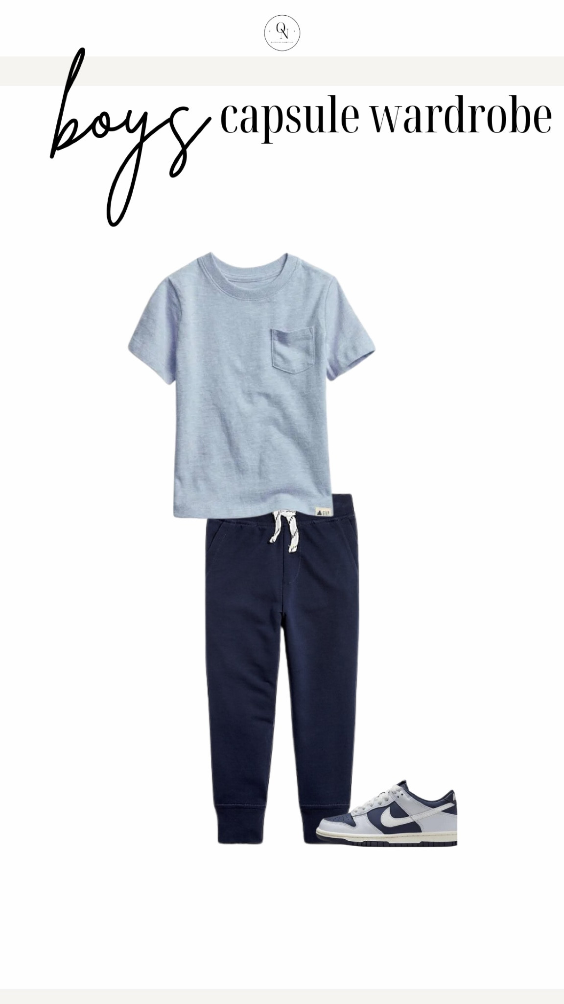 Casual daytime outfit from the Boys capsule wardrobe. A long sleeve or short sleeve tshirt with joggers or jeans will create 20+ different outfit ideas for spring. Layer together with the pullover or windbreaker for cooler mornings. Alls linking my other favorite boys tennis shoe sneaker option! 
Here is a list of recommended items with the number I suggest for each! Remember this is a jumping off point and you should go through your kids clothes and see what they have first before heading to the store.

5x Short Sleeve Tshirts // I recommend a mix of graphic and plain Tshirts.

4x Long Sleeve Tshirts // I recommend a mix of plain and stripe

2x polo shirts // solid blues work well here

Jackets // Windbreaker or rain coat and a pullover 

2x Denim // I recommend one dark and one light. We love target jeans and HM for our boys. 

2x Joggers in grey and navy

5x shorts // I recommend navy, khaki and grey as a base and then fill in with color and pattern for the remaining 3.

1x Dress pants // I love Jcrew for my joys.

Shoes // casual sandals that can get wet like keens, crocs or natives Dress shoes (we love loafers!) and sneakers.

Accessories: An easy to adjust belt, socks for sneakers and socks for dress shoes. 

Spring outfits, kids outfits, outfits for boys, boys capsule wardrobe, kids capsule wardrobe, spring capsule wardrobe, boys outfits

#LTKSpringSale #LTKSeasonal