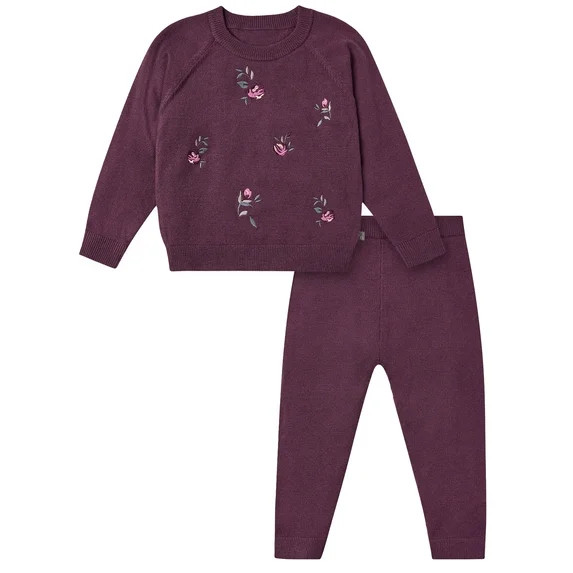 Modern Moments by Gerber Toddler Girl Embroidered Sweater Set, 2-Piece, Sizes 12 Months - 5T | Walmart (US)
