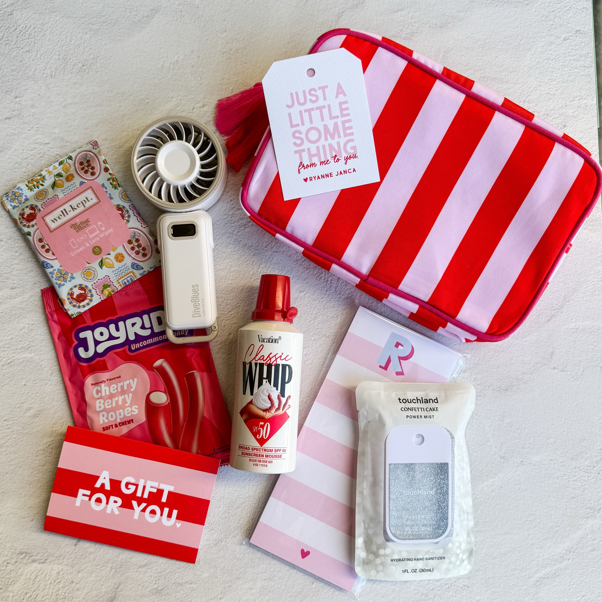 Just a little something from me to you" — this pink striped pouch filled with fun summer goodies is the sweetest end-of-year teacher gift! 🎀 @joy_creative_shop 

 #teachergift #giftideas

#LTKHome