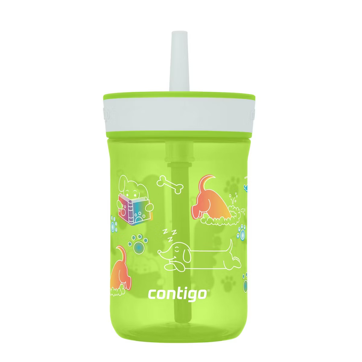 Contigo Kids' Leighton Tritan Tumbler 14oz Cool Lime Macaroon with Dogs Doing Things | Target