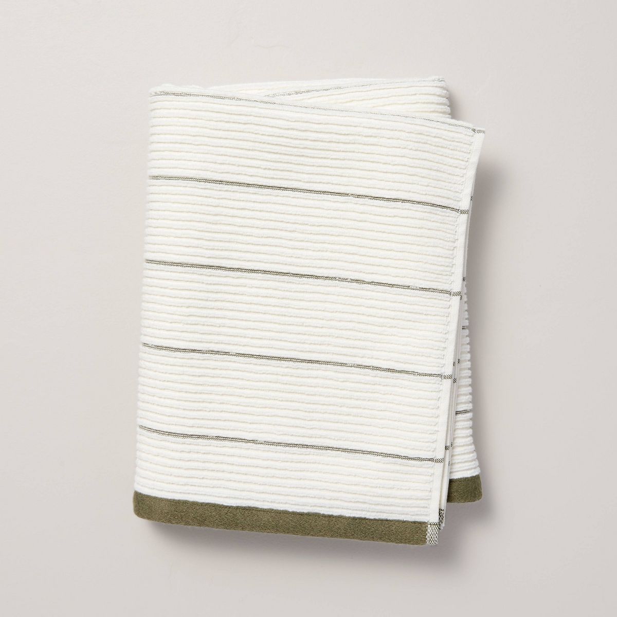 Ribbed Terry Bath Towels Cream/Green - Hearth & Hand™ with Magnolia | Target