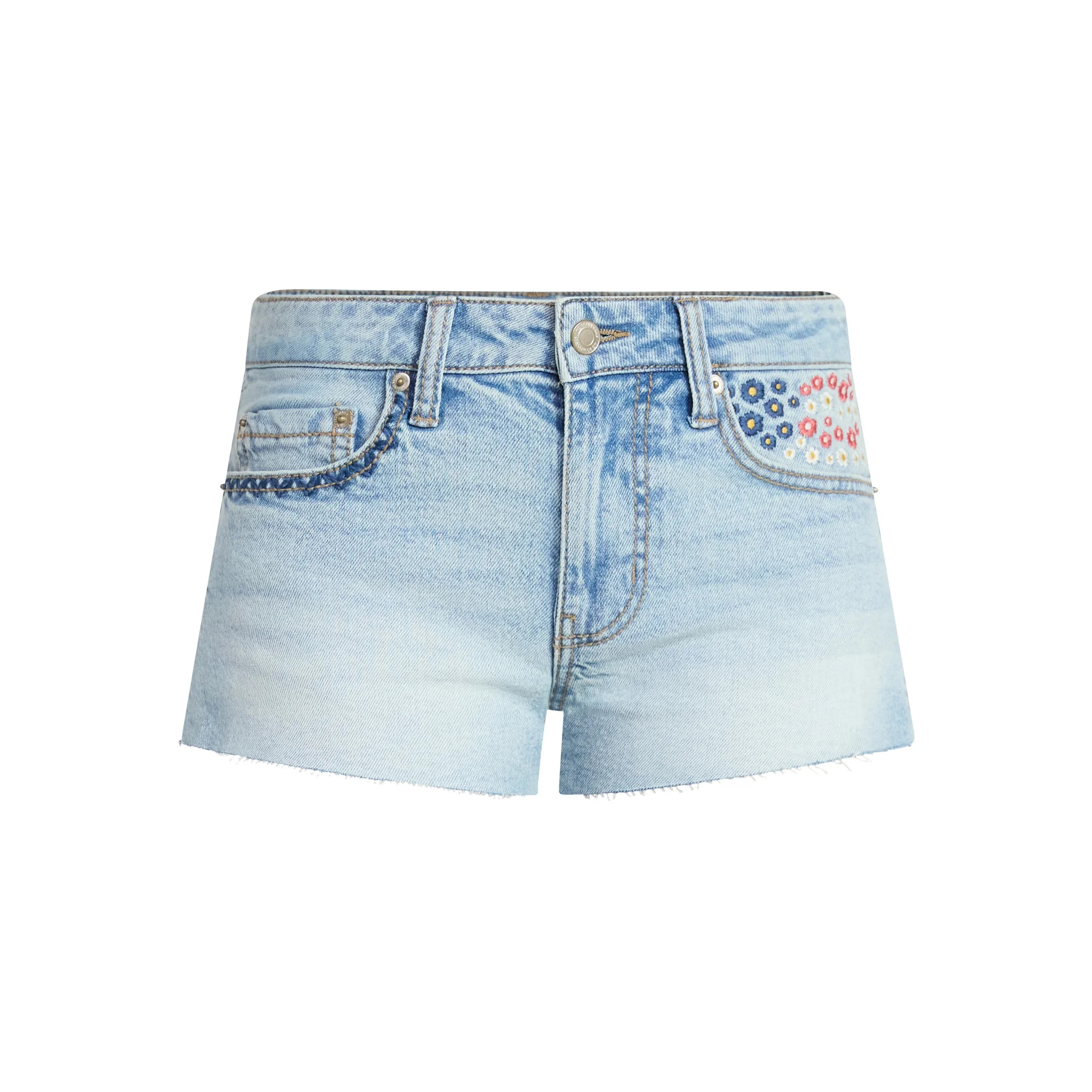 No Boundaries Embroidered Denim Shorts, 2'' Inseam, Women's 00-18 | Walmart (US)