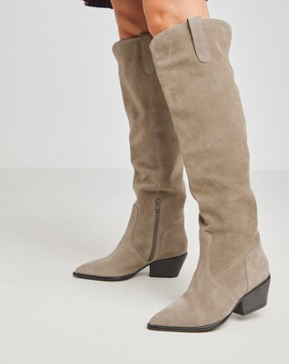 Kairo Suede Over the Knee Multi Wear Western Boots Wide E Fit Standard Calf | Simply Be (UK)