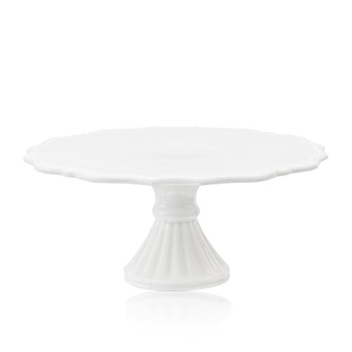 Omifun 10 Inch Cake Stand, Relief Round Dessert Cake Stand, Ceramic Cupcake Stand for Birthday, Wedding, Baby Shower, Tea Party and Other Celebrations(White) | Amazon (US)