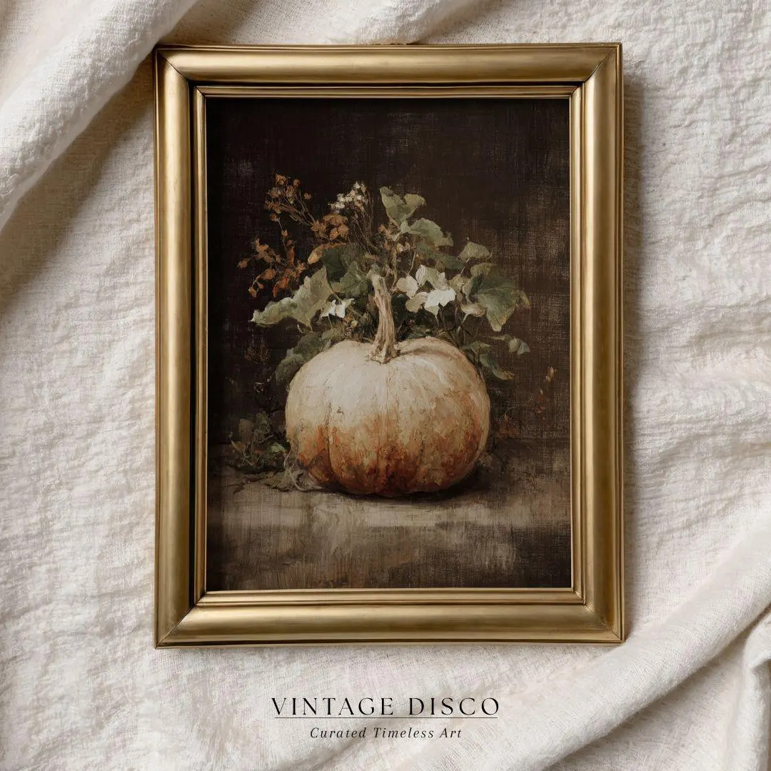 Vintage French Country Pumpkin Still Life - Rustic Autumn Harvest Painting, Cottagecore Fall Farm... | Etsy (US)