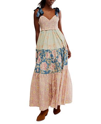 Free People Women's Bluebell Cotton Mixed-Print Tiered Maxi Dress - Macy's | Macy's