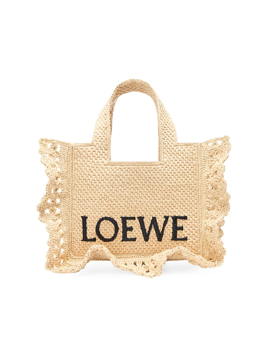 Women's LOEWE x Paula's Ibiza Font Raffia Tote Bag - Natural | Saks Fifth Avenue
