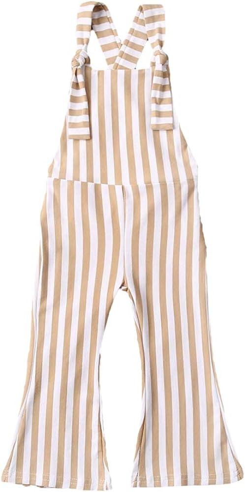 Toddler Baby Girl Jumpsuits Overalls Stripes Bell Bottoms Pants Romper One-Piece Bodysuits for Ki... | Amazon (US)