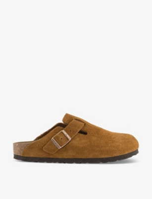 Boston logo-embossed suede clogs | Selfridges