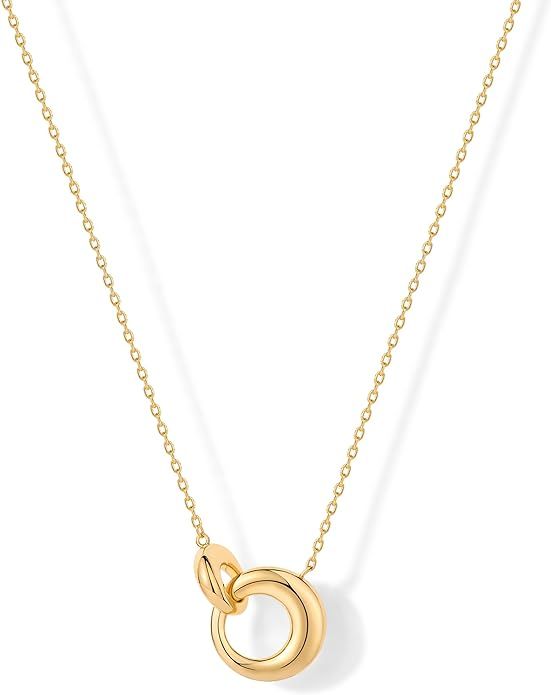 PAVOI 14K Gold Plated Dainty Interlock Pendant Necklace for Women | Circle Link Pendant Necklaces | Amazon (US)