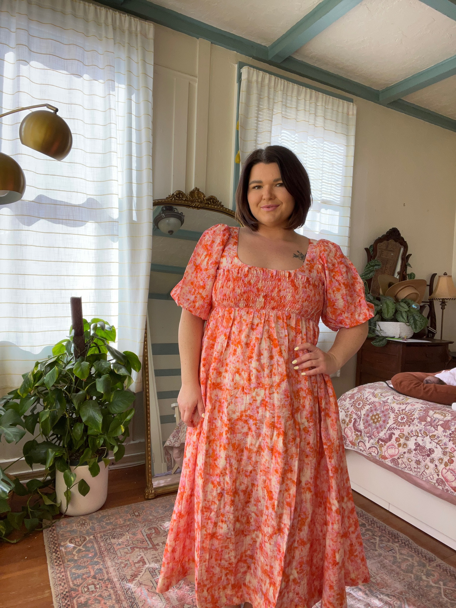 One of two options for dresses for my daughters birthday/Easter party. Would make the perfect Easter dress! Wearing size large petite  Currently 20% off through the LTK SALE!#LTKSpringSale 

#LTKmidsize #LTKSeasonal