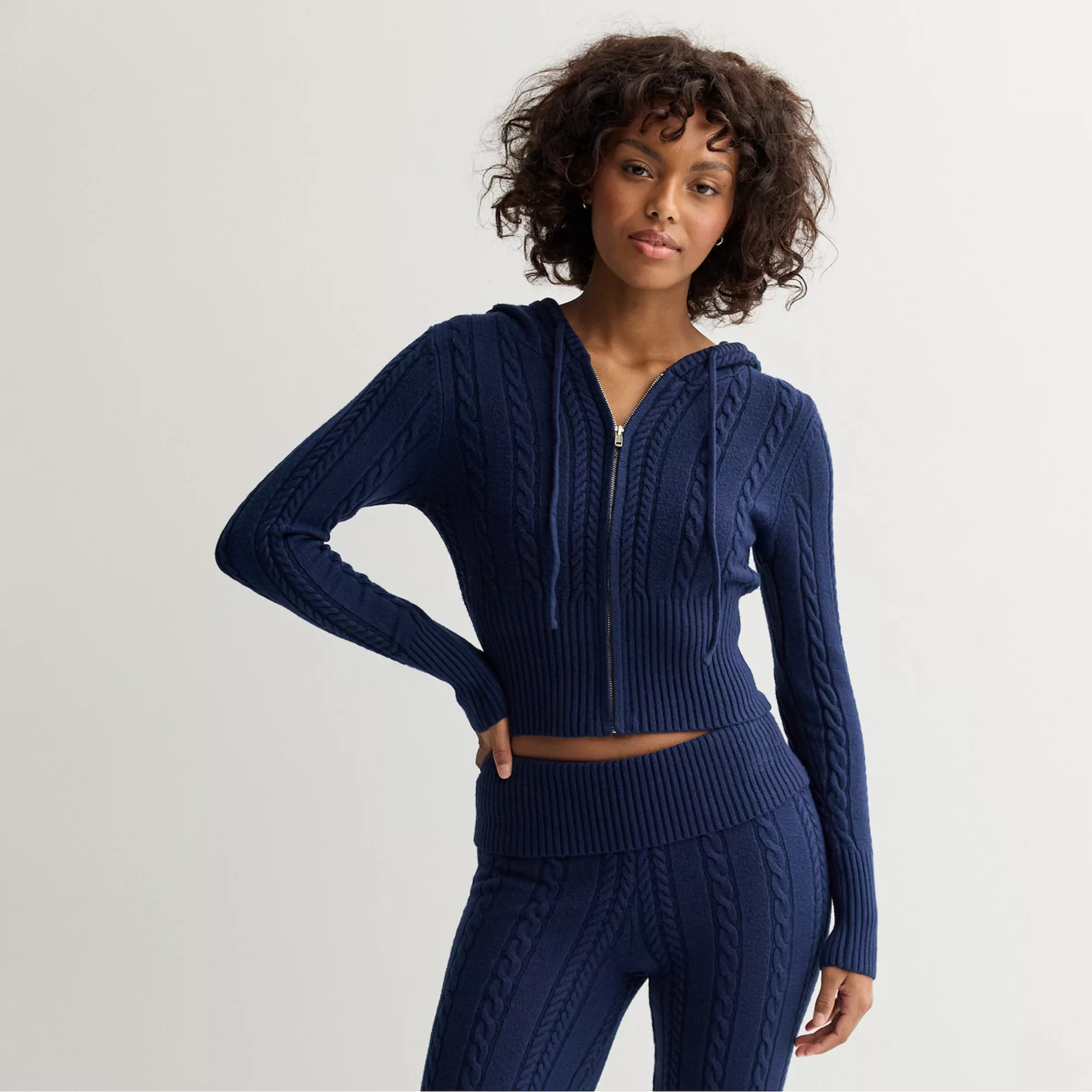 Juniors' Harper & Ivy Zip Up Cable Sweater | Kohl's