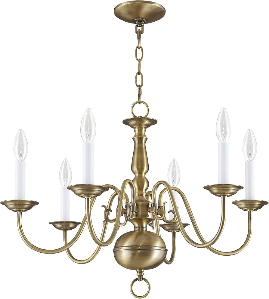 Livex Lighting 5006-01 Williamsburgh 6 Light Antique Brass Chandelier | Amazon (US)