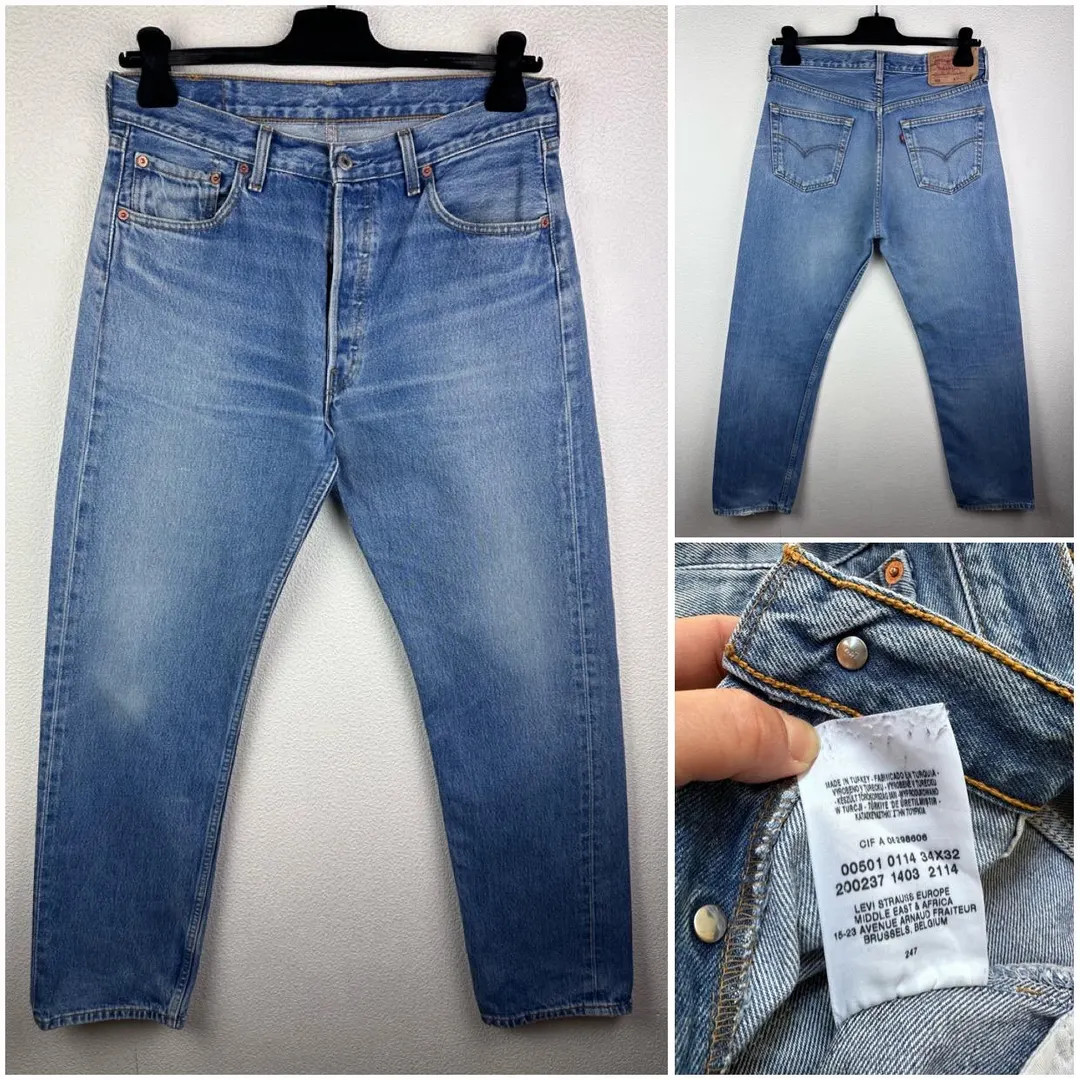 Levis 501 vintage w32 L32 jeans 501s blue stonewash faded Levi's denim straight leg buttonfly | Etsy (US)