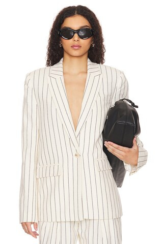 House of Harlow 1960 x REVOLVE Celia Oversized Blazer in Cream & Indigo from Revolve.com | Revolve Clothing (Global)