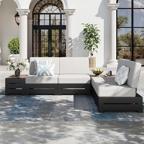 Amazon.com: SUNSHINE VALLEY Upgraded 6-Piece Metal Patio Furniture Set with 5.9" Thick Cushion, O... | Amazon (US)