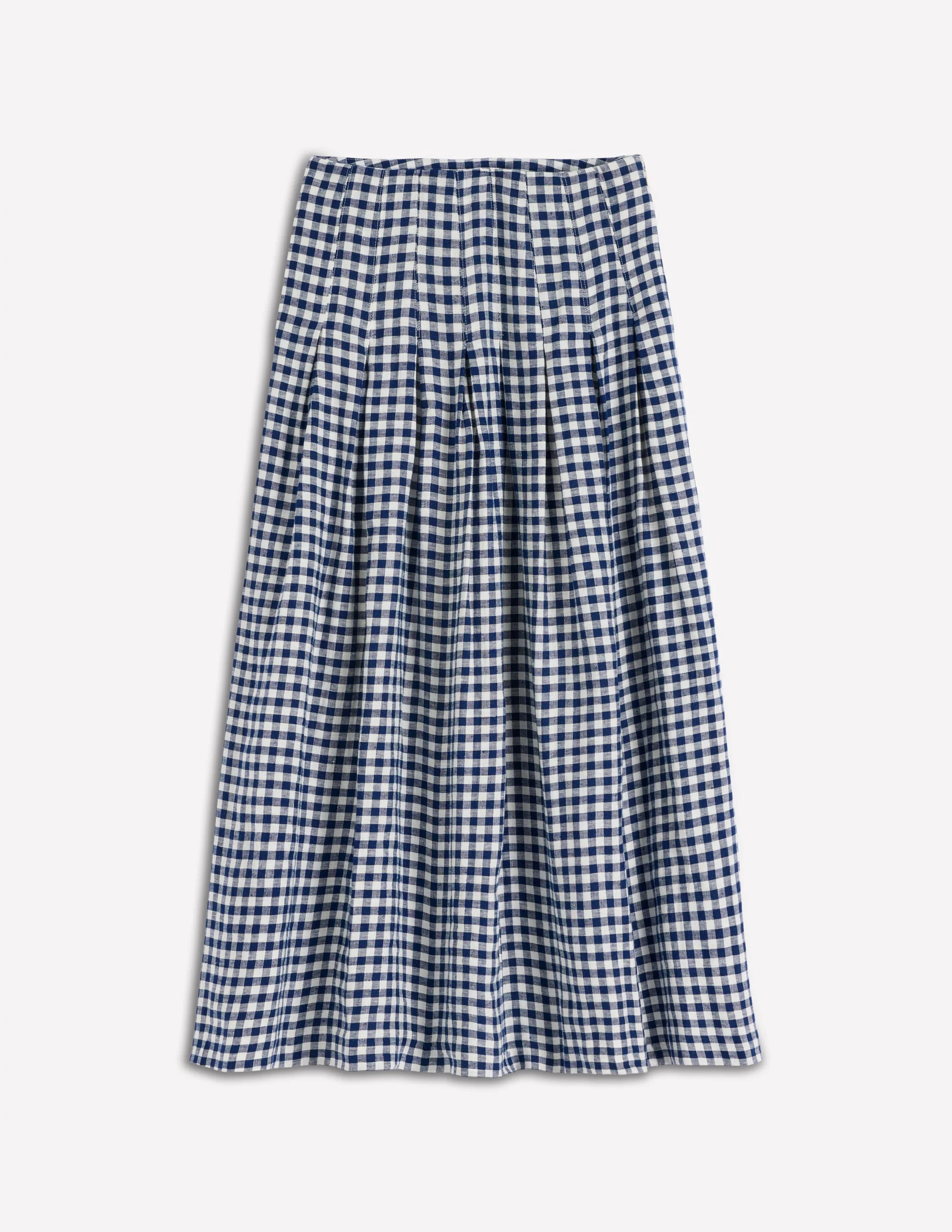Valentina Linen Skirt-Navy Gingham | Boden (US)