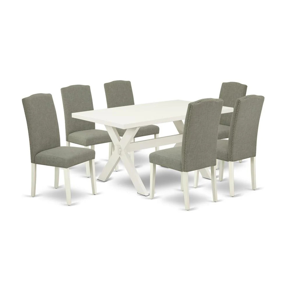 7-Piece Dining Room Table Set - 6 Dining Chairs and Small a Rectangular Table Hardwood Structure | Shop Simon
