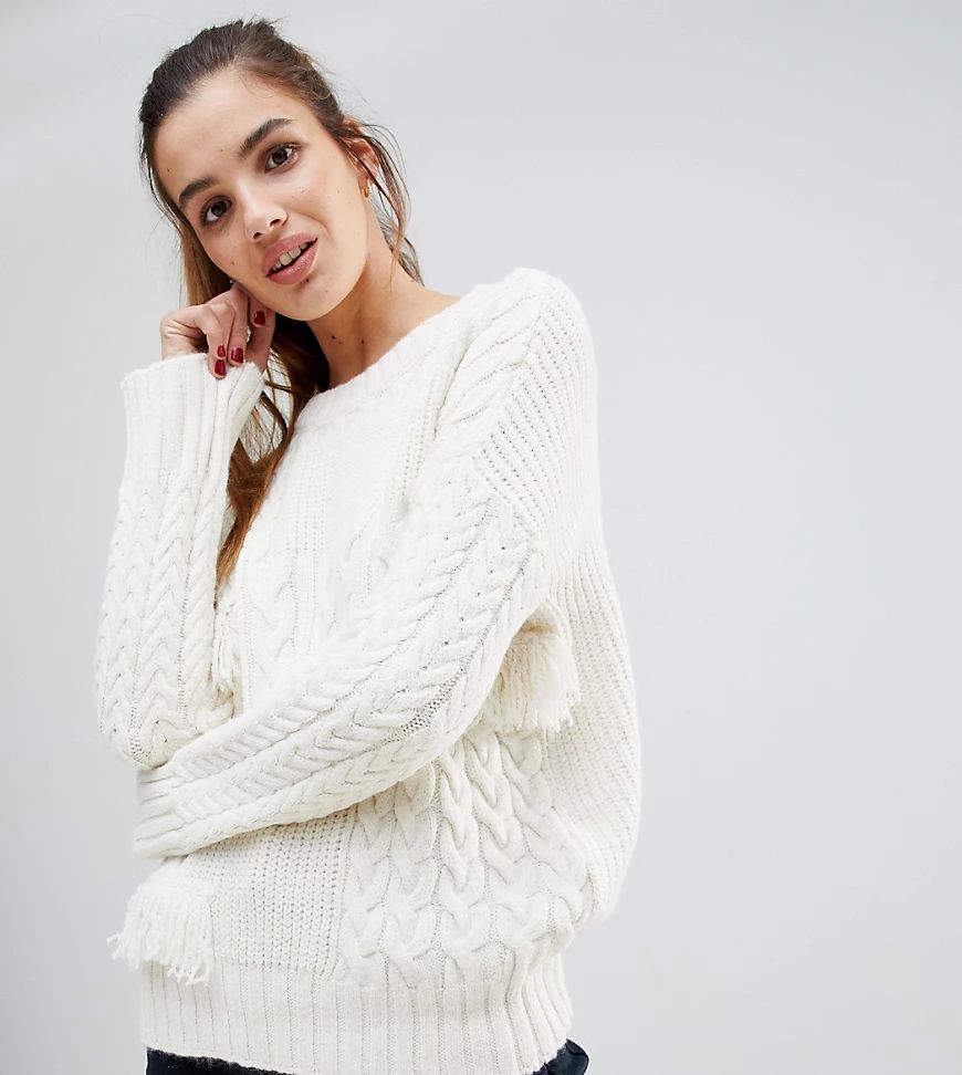 New Look Patchwork Fringe Detail Jumper-Cream | ASOS (Global)