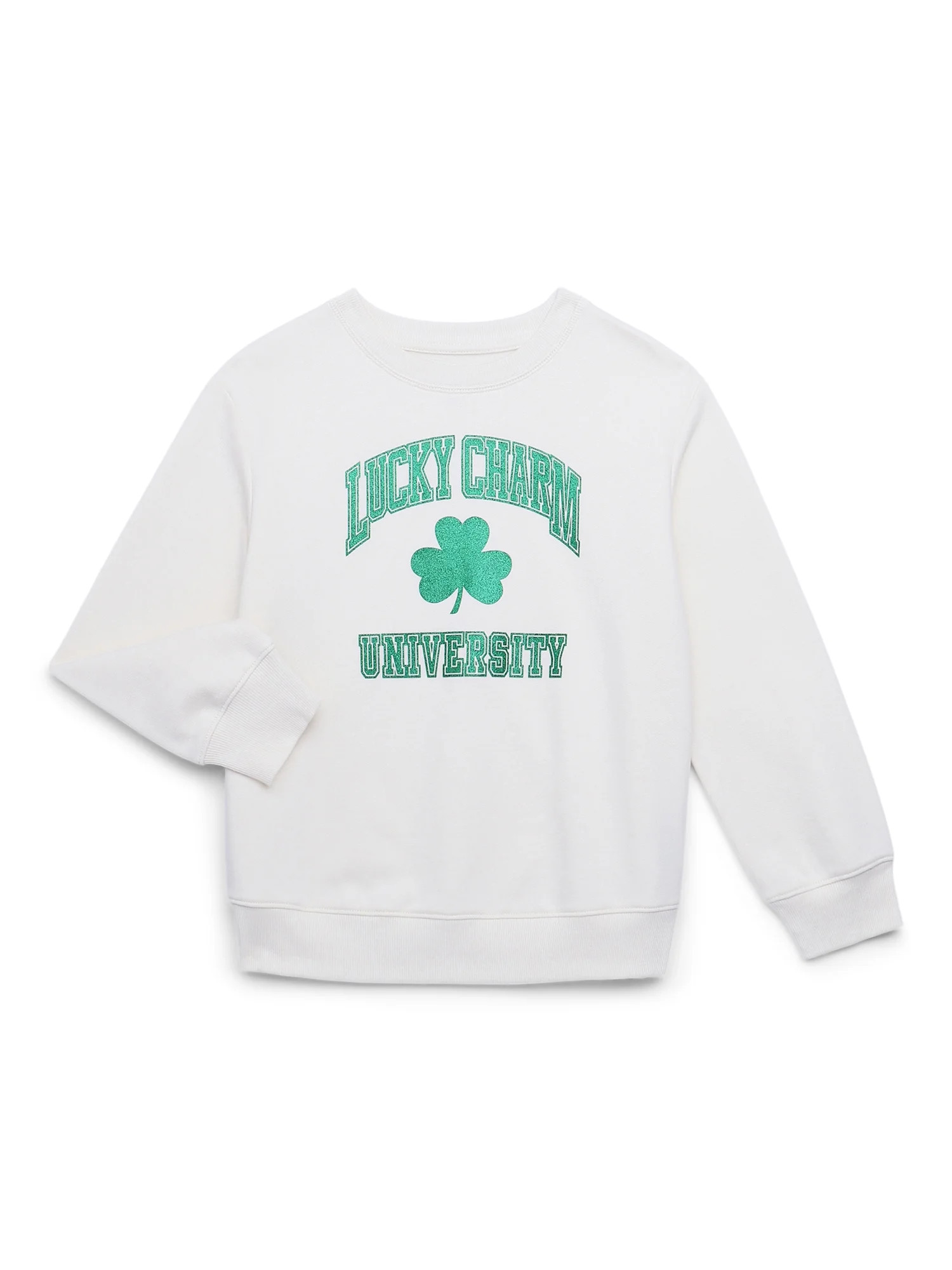Saint Patrick's Day Girls Graphic Fleece Sweatshirt with Long Sleeves from Way to Celebrate, Size... | Walmart (US)