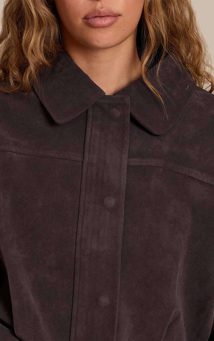 Grey Faux Suede Covered Placket Bomber Jacket | PrettyLittleThing UK