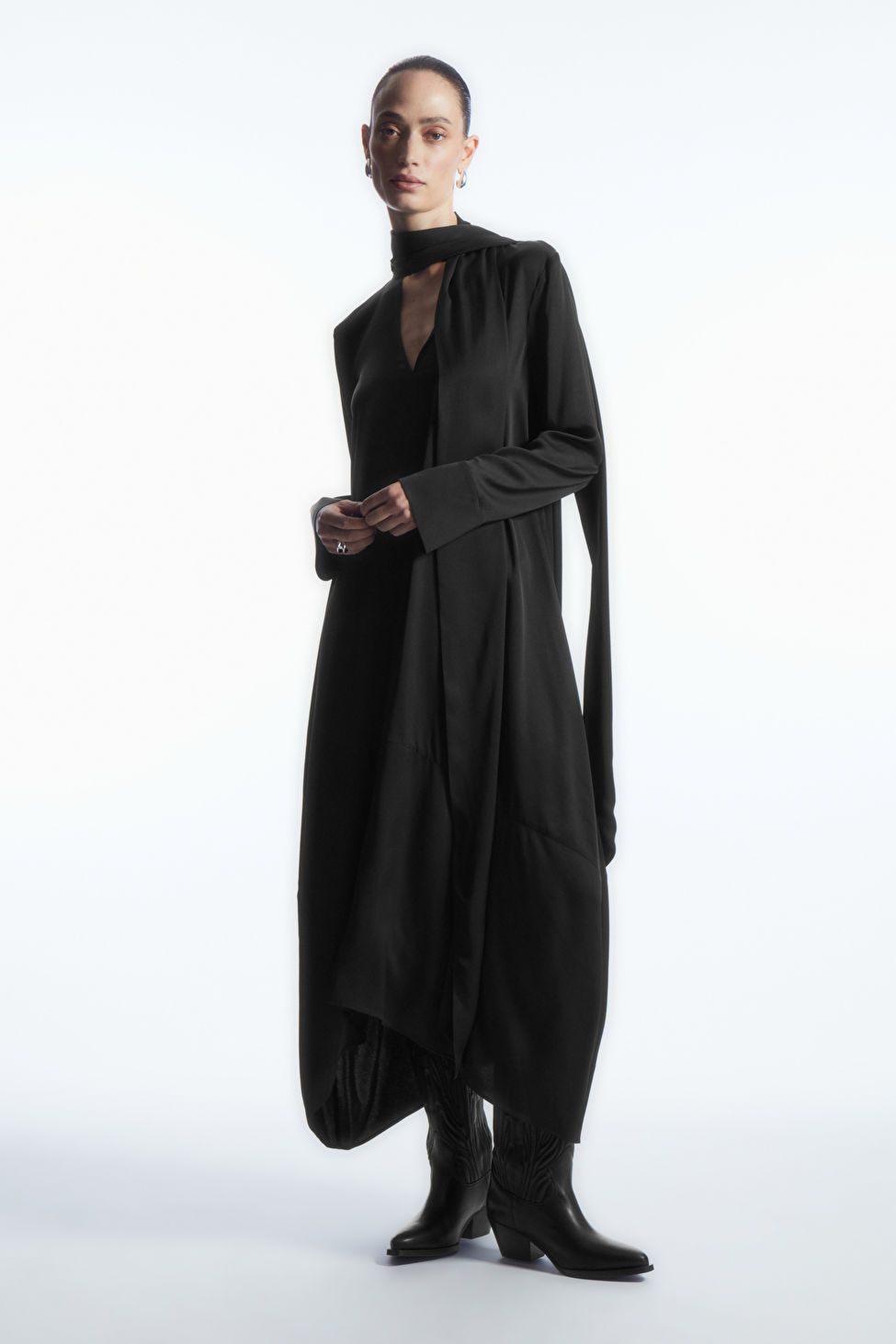 SCARF-DETAIL MAXI DRESS - BLACK - COS | COS UK