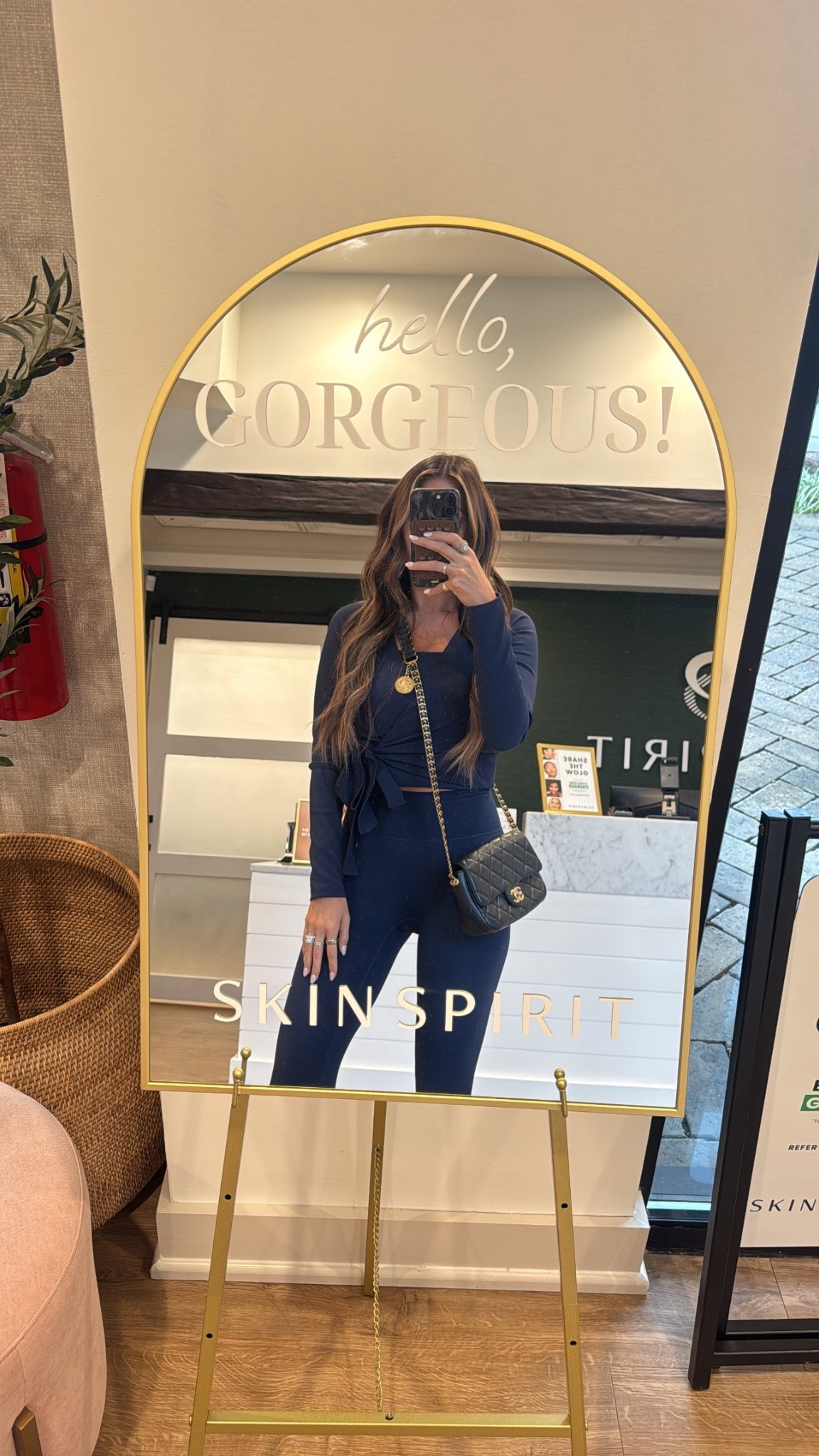 Small wrap top, small bra, small leggings 