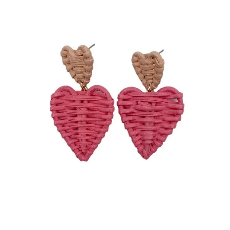 Time and Tru Women's Heart Earrings, Pink | Walmart (US)