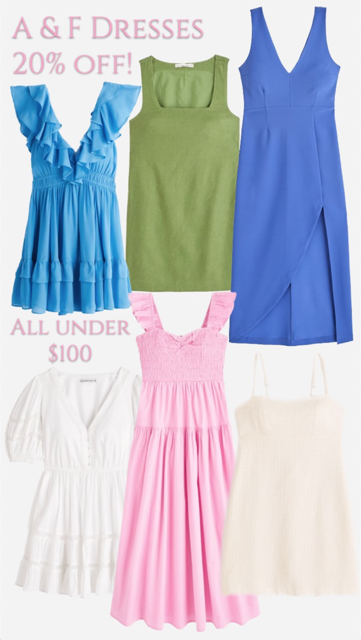 If you’re celebrating Easter or have any upcoming weddings or events, now is the time to grab a dress! Abercrombie and Fitch dresses are 20% off right now, and they have so many styles! Linking the ones pictured and a few others below! Sizes XXS-XL, under $100, and all come in multiple colors!

a&f finds, a&f dresses, wedding guest dresses, spring wedding guest dress, summer wedding guest dress, wedding guest dress under $100, mini dress, tweed dress, ruffle dress, v neck dress, plunge dress, formal dress under $100, ruffle mini dress, eyelet dress, business dress, linen dress, abercrombie and fitch under $100, a&f sale, maxi dress, smocked dress, smocked maxi dress, tweed mini dress, linen mini dress, floral dress, green dress, puff sleeve dress, drop waist dress, slip dress, cowl neck Dress, strapless dress, Easter dress under $100

#LTKwedding #LTKunder100 #LTKSeasonal