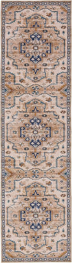 Linon The Anywhere Washable Rug Jones Ivory/Gold 5' X 7' Area Rug | Amazon (US)