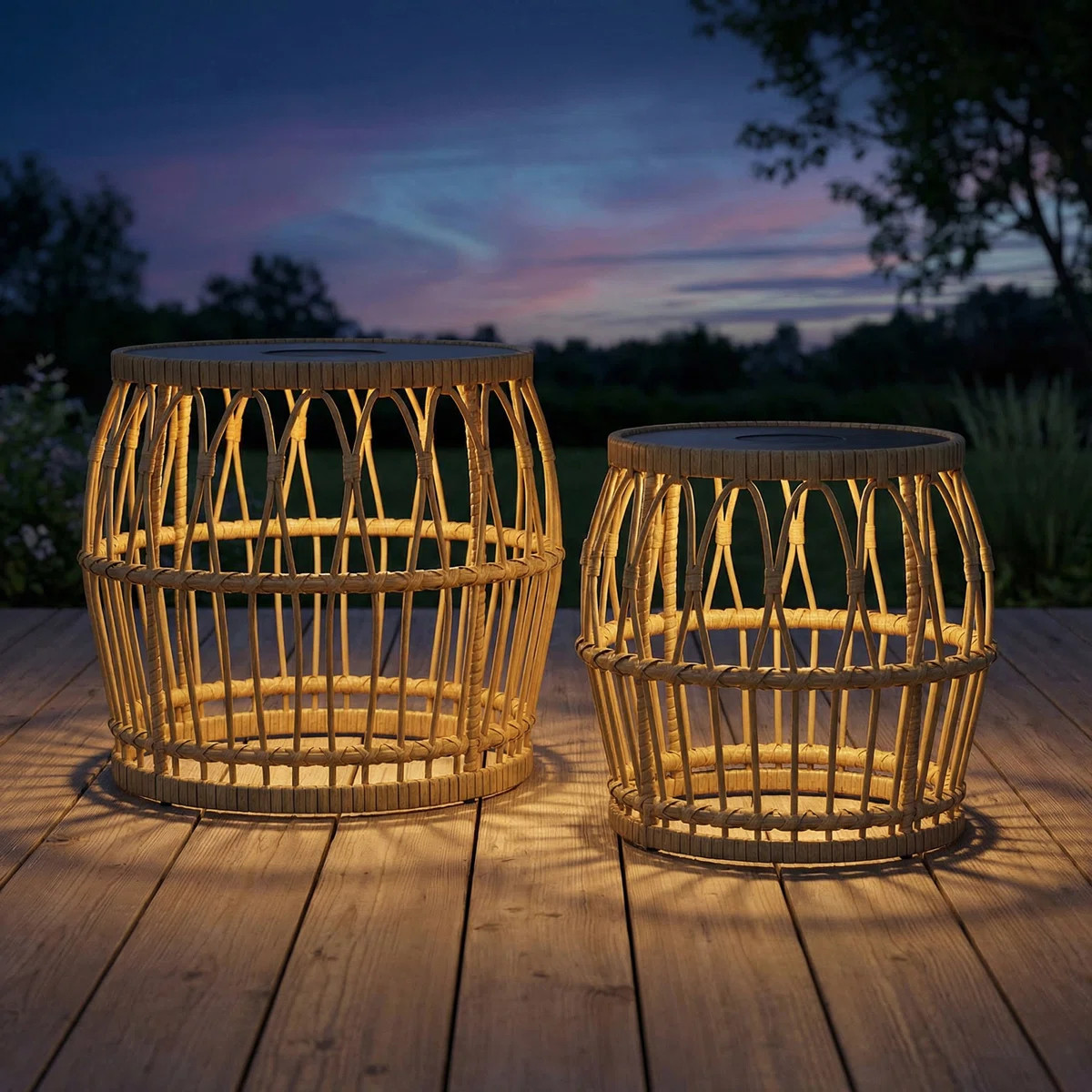 Solar Powered Boho Nesting Coffee Tables Set of 2 | Wayfair North America