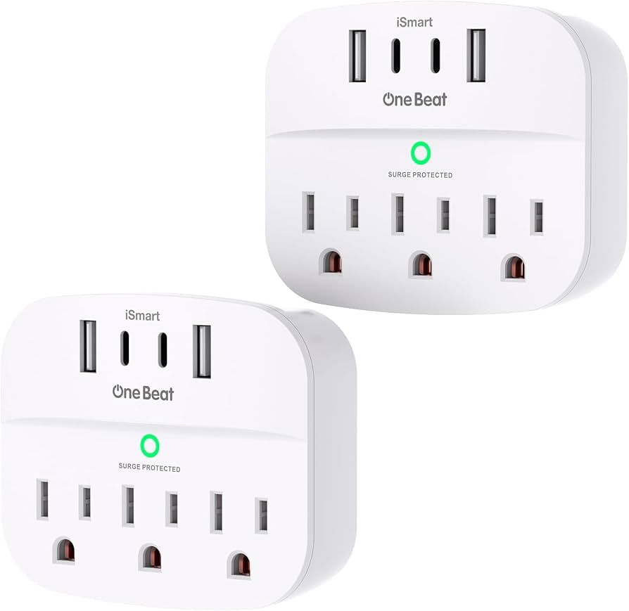 2 Pack Multi Plug Outlet Splitter with USB, Surge Protector Outlet Extender with 3 Wall Outlets 4... | Amazon (US)