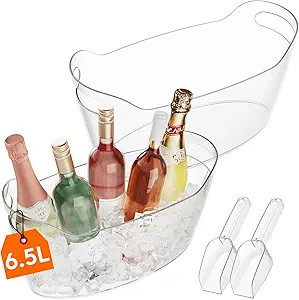 Lifewit 6.5L Ice Bucket for Parties 2 Packs, Portable Drink Bucket for Cocktail Bar, Plastic Cham... | Amazon (US)