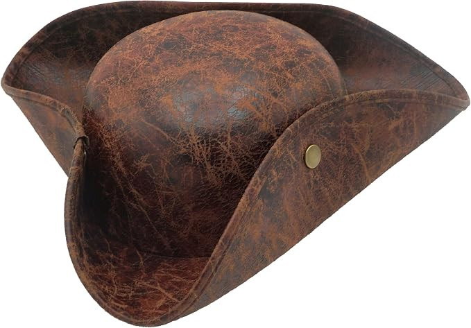 4E's Novelty Brown Faux Leather Pirate Hat for Adult Men Women Tricorn Hat for Halloween Pirate C... | Amazon (US)