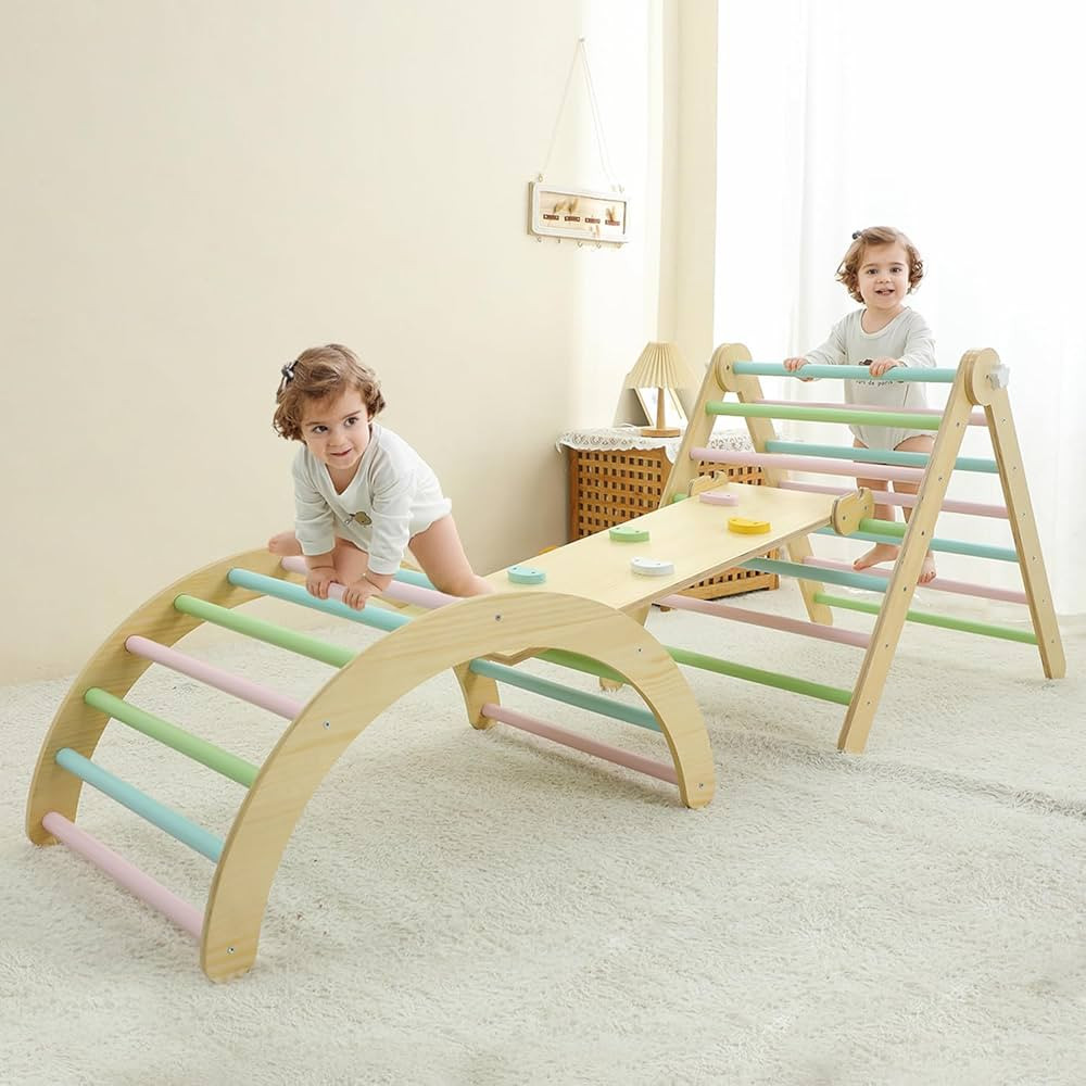 HILIROOM 5 in 1 Pikler Triangle Gym,Montessori Foldable Climber with Ramp, Indoor Climbing Toys f... | Amazon (US)