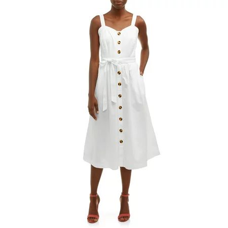 Women's Midi Button Front Dress | Walmart (US)