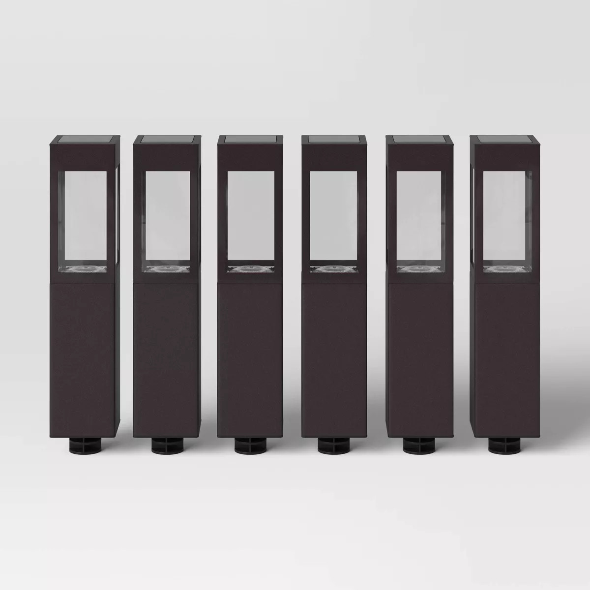 6pk Square Bollard Solar LED Outdoor Path Lights Bronze - Threshold™ | Target