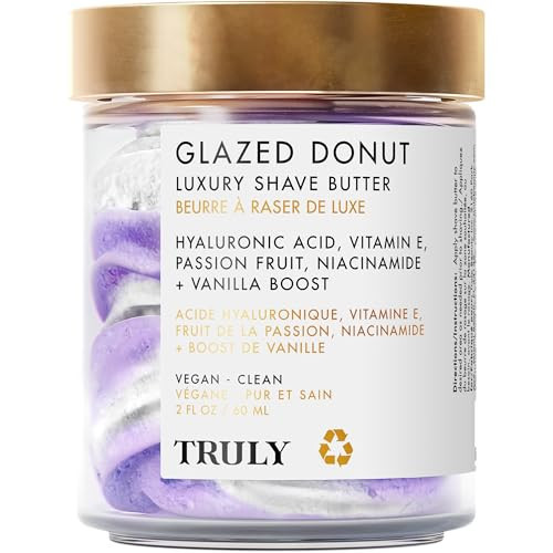 Truly Beauty Glazed Donut Luxury Shave Butter | Hydrating Shave Cream for Sensitive Skin | Infused With Hyaluronic Acid & Niacinamide | Protects Against Razor Burn | Toasted Vanilla Scent (2 Fl Oz) | Amazon (US)