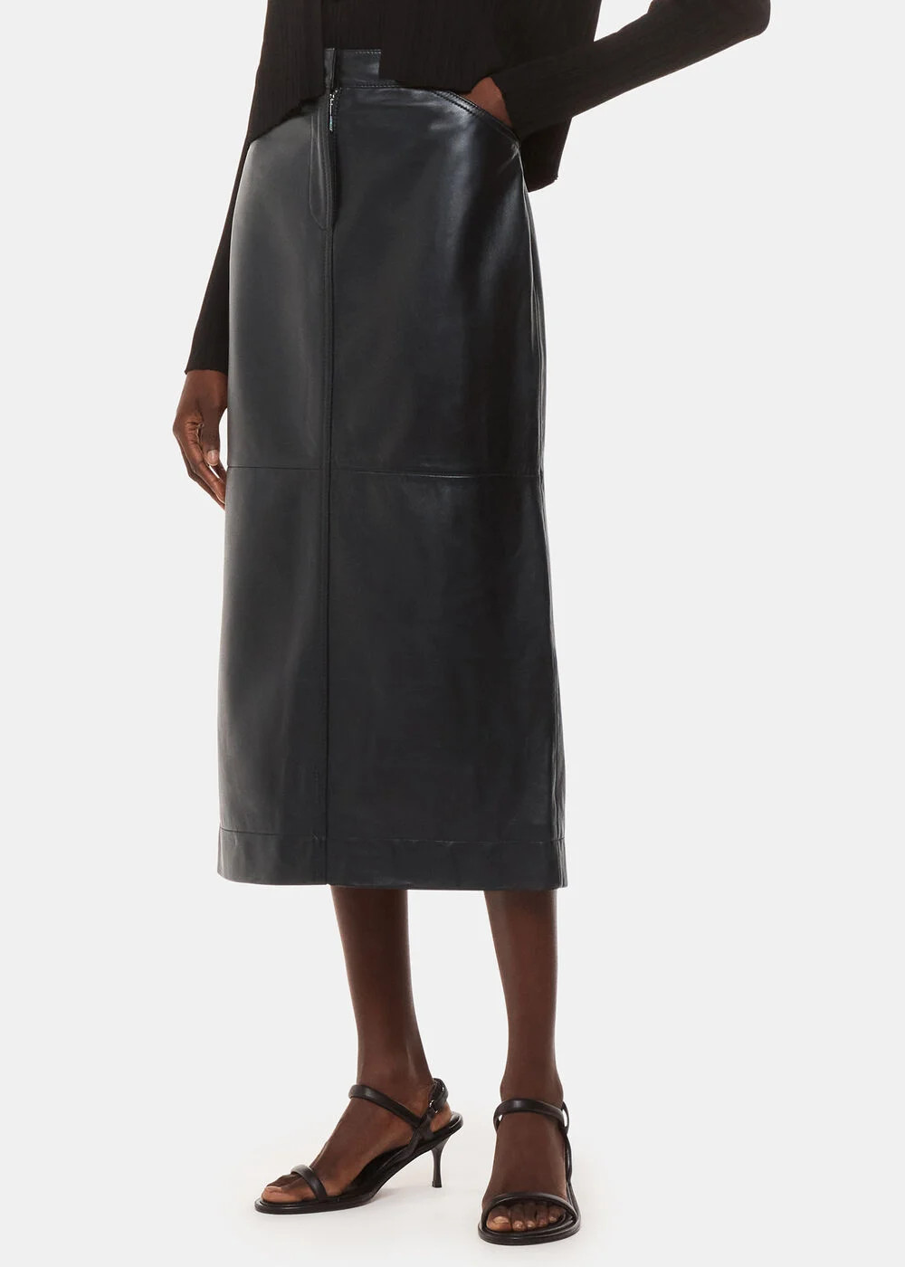 Black Leather Midi Skirt | Whistles UK | Whistles UK | | Whistles