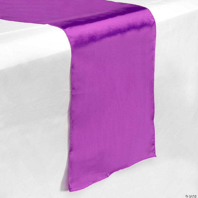 Lann's Linens 5 Satin 12" x 108" Long Wedding Dining Room Table Runners - Purple | Oriental Trading Company